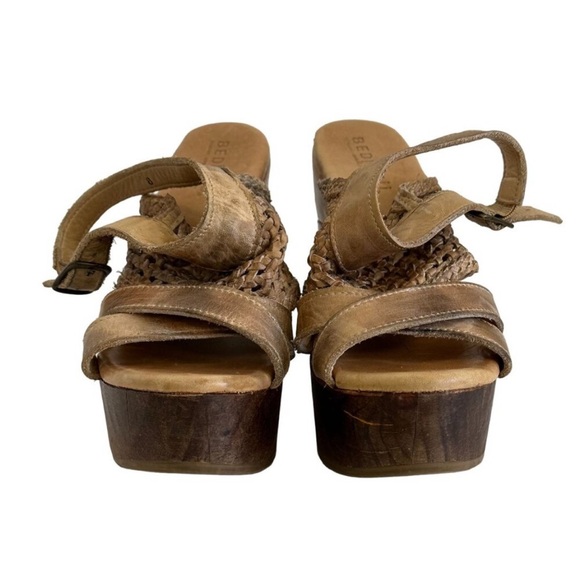 Bed Stu Tan Braided Leather Wedge Sandals - Picture 3 of 10